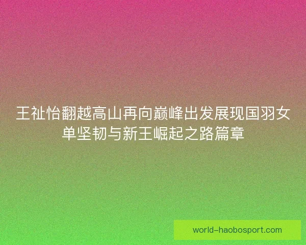 王祉怡翻越高山再向巅峰出发展现国羽女单坚韧与新王崛起之路篇章 王祉怡翻越高山再向巅峰出发展现国羽女单坚韧与新王崛起之路篇章